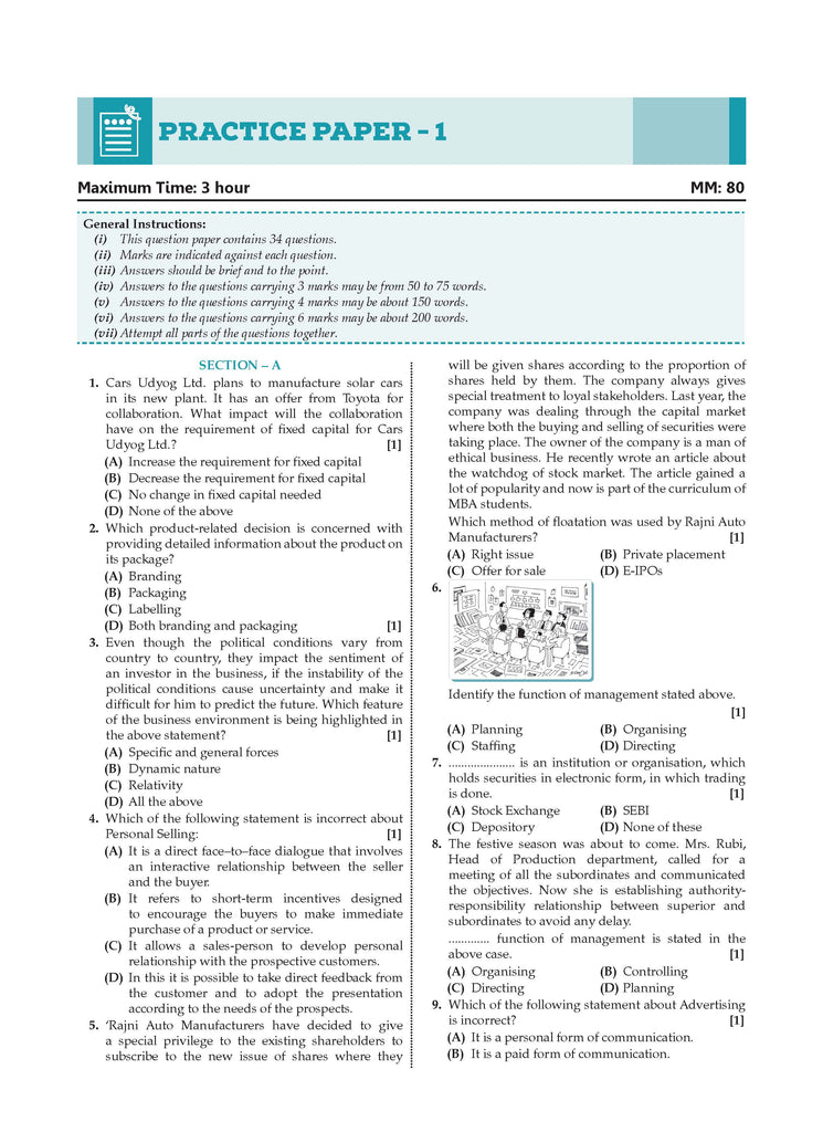 CBSE Question Bank Chapterwise and Topicwise SOLVED PAPERS Class 12 Business Studies For Exam 2026