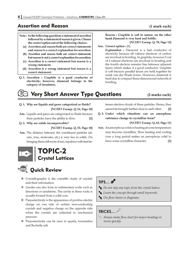 NCERT Exemplar (Problems - Solutions) Class 12 Chemistry Book For Latest Board Exam