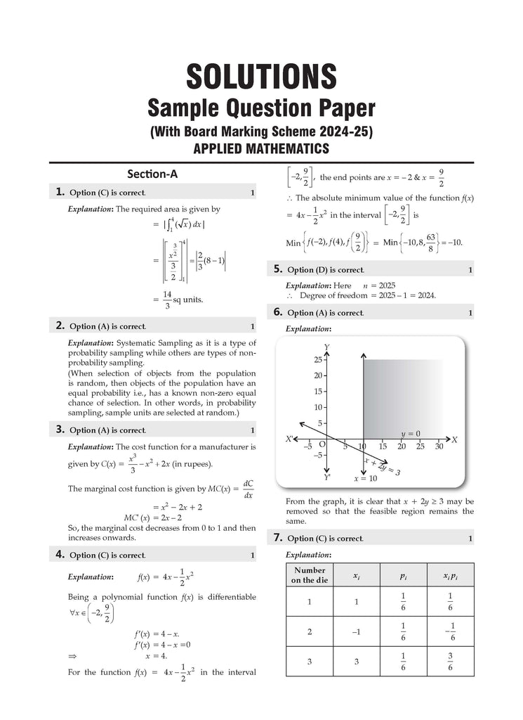 CBSE Sample Question Papers Class 12 Applied Mathematics (For 2025 Exam)