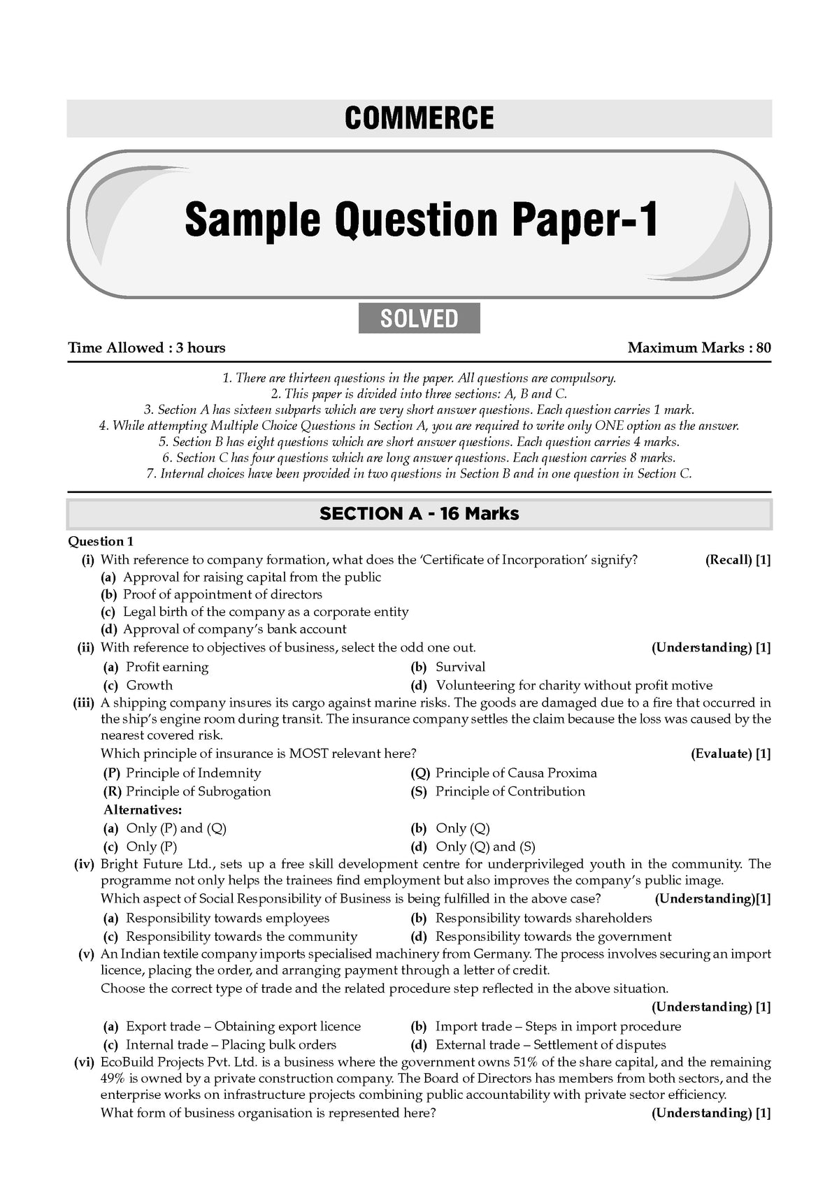 ISC 30 Combined Sample Question Papers Class-11 Commerce Stream (English Paper-1,English Paper-2, Accounts,Economics, Business Studies, Mathematics & Commerce)