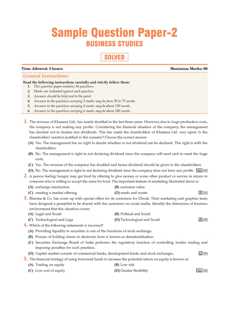 CBSE Sample Question Papers & Exam Rehearsal Class 12 Business Studies (Set of 2 Books) For 2025 Board Exam