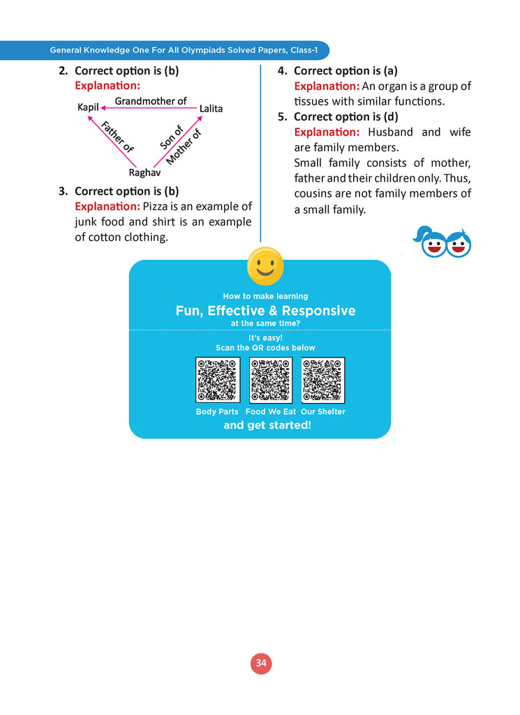 One for All Olympiads Previous Year Solved Papers Class 1 General Knowledge For 2025 Exam