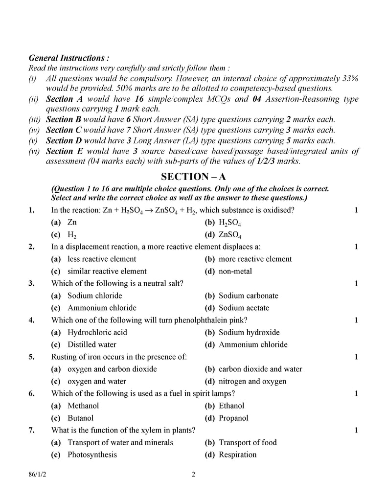 CBSE Exam Rehearsal for Science Class X (For 2025 Exam)