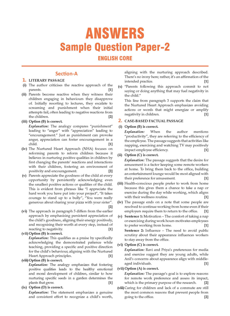 CBSE Sample Question Papers Class 12 English Core (For 2025 Exam)