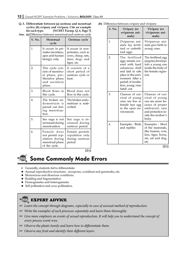 NCERT Exemplar (Problems - Solutions) Class 12 Biology Book For Latest Board Exam