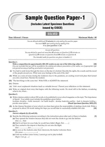 ISC Class 12, 30 Combined Sample Question Papers + Competency Focussed Questions Science Stream  (Set of 2 Books) for 2026 Board Exams