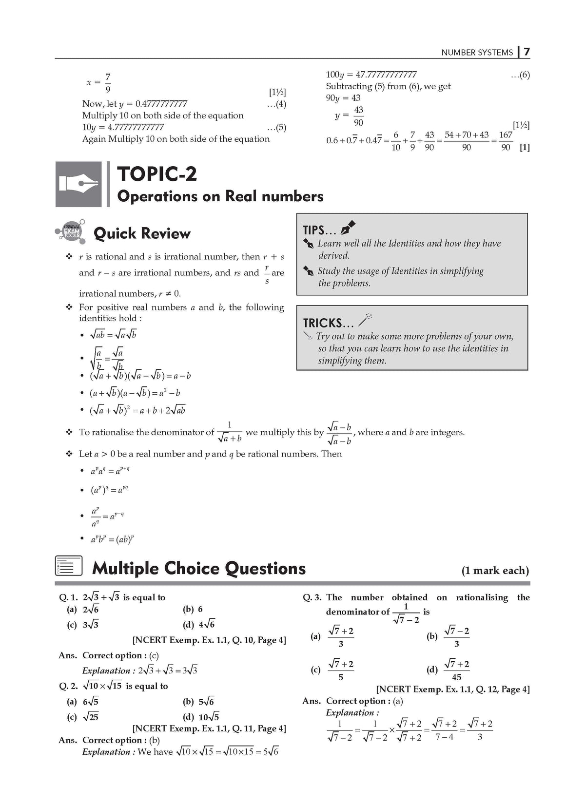 NCERT Exemplar (Problems - Solutions) Class 9 Mathematics Book For Latest Exam - Oswaal Books