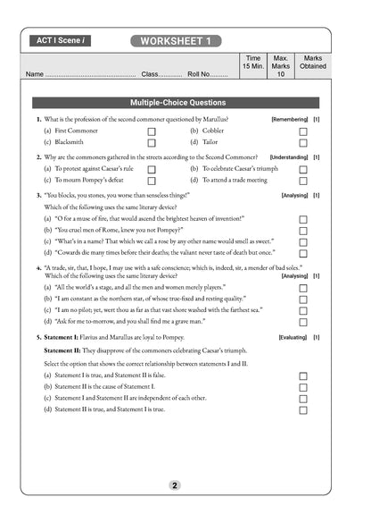 Oswaal William Shakespeare's Julius Caesar Workbook with Solutions ICSE 9 & 10
