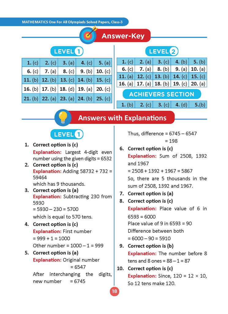 One For All Olympiad Previous Years' Solved Papers Class 3 (Set of 2 Books) Maths & Science for 2024-25 Exam