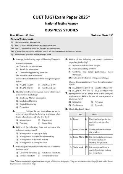 Oswaal NTA CUET (UG) 10 Mock Test Papers Business Studies For 2026 Exam (Section-II) (as per latest 27 Dec., notification) | 500+ MCQs for Practice | Includes 2025 Paper- fully solved | With Oswaal AI