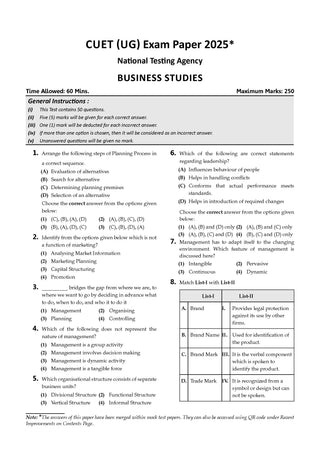 NTA CUET (UG) 10 Mock Test Papers Business Studies For 2026 Exam (Section –II) (as per latest 27 Dec., notification) | 500+ MCQs for Practice | Includes 2025 Paper- fully solved | With Oswaal AI