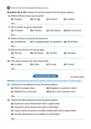 One For All Olympiads Workbook Class 1 English | Questions for SOF IEO & Other Olympiad Exams 2026 | With Sample Practice Papers & Oswaal.AI