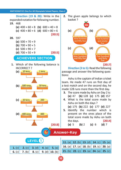 One for All Olympiads | Class 2 Maths, Science, GK | Chapter-wise Previous Years' Solved Papers | Prep-Guide With Level 1, 2 & Achievers Section (Set of 3 Books) For 2026 Exam