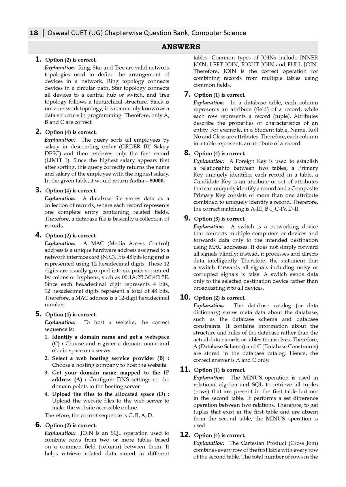 Oswaal NTA CUET (UG) Chapter-wise Solved Papers Question Bank | Computer Science | PYQs (2022 – 2026) NCERT aligned MCQs | With Solved Paper 2026 | For 2027 Exam | With Oswaal AI