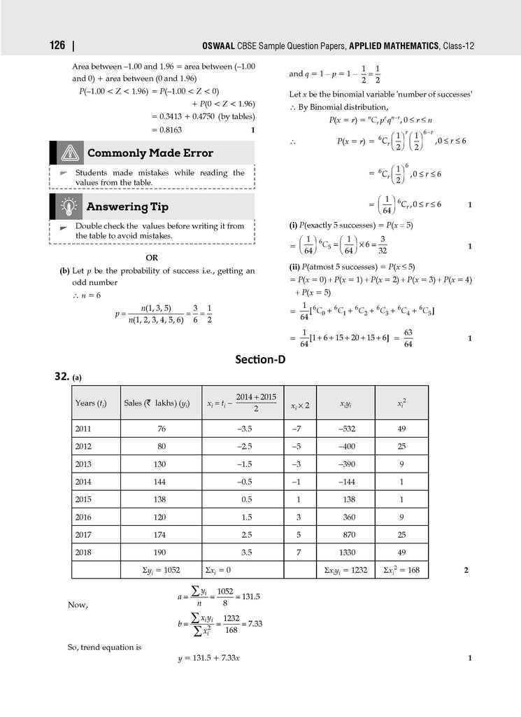 CBSE Sample Question Papers Class 12 Applied Mathematics (For 2025 Exam)