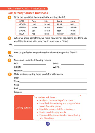 One for All Workbook Class 2 English| 45+ Concept-wise Perforated Worksheets | Based on NCERT Mridang | NEP 2020 & NCF 2023 Aligned | For CBSE & State Boards | Builds Concept Clarity & Scientific Skills