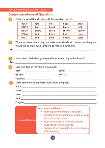 One for All Workbook Class 3 English, Hindi, Maths, GK & EVS (Set of 5 Books) | 50+ Concept-wise Perforated Worksheets | NEP 2020 & NCF 2023 Aligned | For CBSE & State Boards | Builds Concept Clarity & Scientific Skills