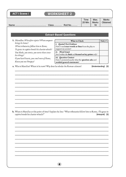 Oswaal William Shakespeare's Julius Caesar Workbook with Solutions ICSE 9 & 10