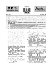 CDS (Combined Defence Services) Chapter-wise & Topic-wise 12 Years' Solved Papers 2014-2025 (I) | Elementary Mathematics | For 2025 Exam