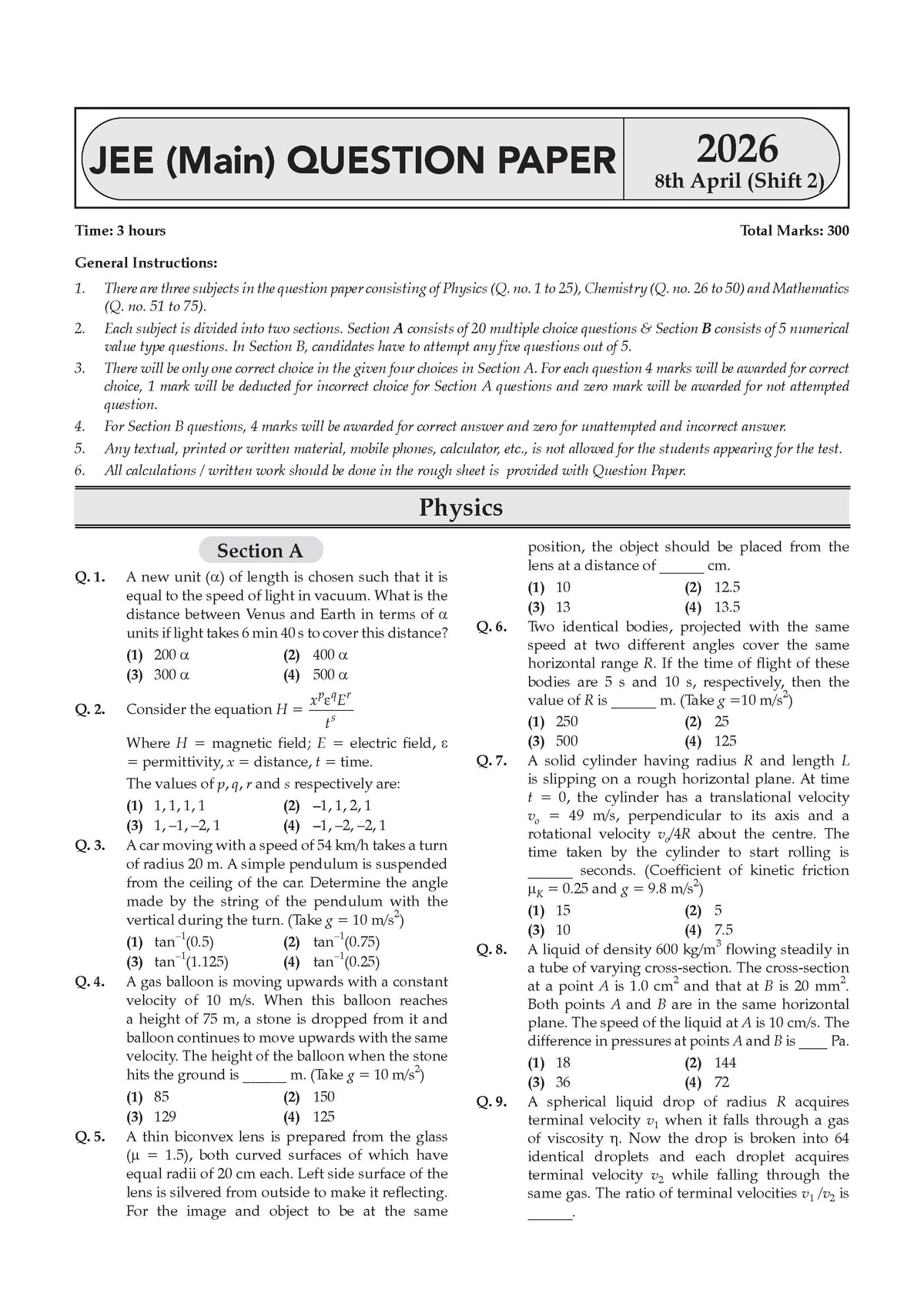 NTA JEE (Main) 10 New Pattern Mock Test Papers Book | Fully Solved with Shortcuts | Include-Jan & Apr 2026 Fully Solved Papers | Latest Edition For 2027 Exam | With Oswaal AI