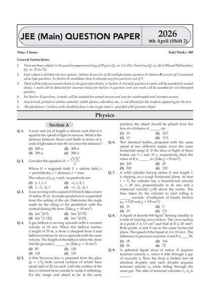 NTA JEE (Main) 10 New Pattern Mock Test Papers Book | Fully Solved with Shortcuts | Include-Jan & Apr 2026 Fully Solved Papers | Latest Edition For 2027 Exam | With Oswaal AI