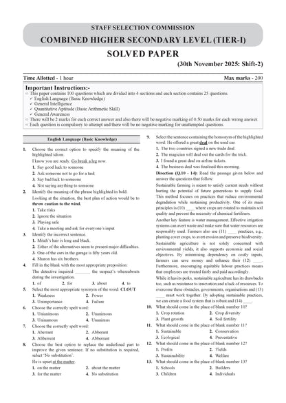 Oswaal SSC CHSL Tier-1 29 Previous Years Solved Papers English Medium | 2900+ Questions + 2 Practice Papers | Year-wise 2017-2025 | For 2026 Exam