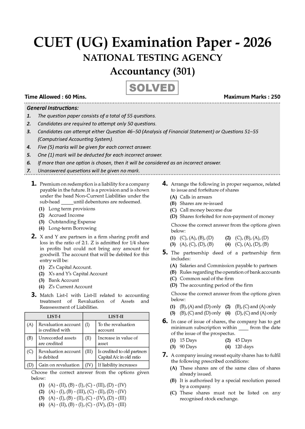 Oswaal NTA CUET (UG) Chapter-wise Solved Papers Question Bank | Accountancy | PYQs (2021 – 2026) NCERT aligned MCQs | With Solved Paper 2026 | For 2027 Exam | With Oswaal AI