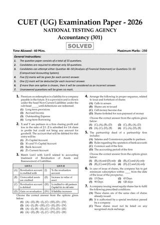 Oswaal NTA CUET (UG) Chapter-wise Solved Papers Question Bank | Accountancy |PYQs (2021–2026) NCERT aligned MCQs |With Solved Paper 2026 |For 2027 Exam |With Oswaal AI