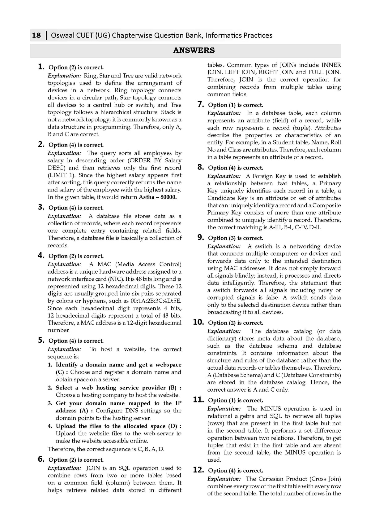 Oswaal NTA CUET (UG) Chapter-wise Solved Papers Question Bank | Informatics Practices | PYQs (2022 – 2026) NCERT aligned MCQs | With Solved Paper 2026 | For 2027 Exam | With Oswaal AI