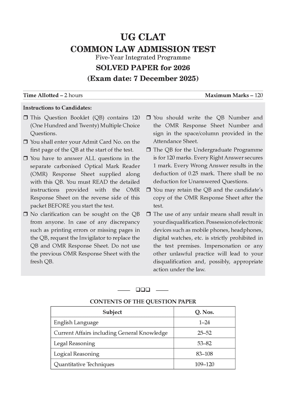 Oswaal CLAT (UG) and AILET 7 Years' Chapter-wise and Topic-wise Solved Papers + 10 Mock Test Papers (Set of 2 Books) | For 2027 Admission Test