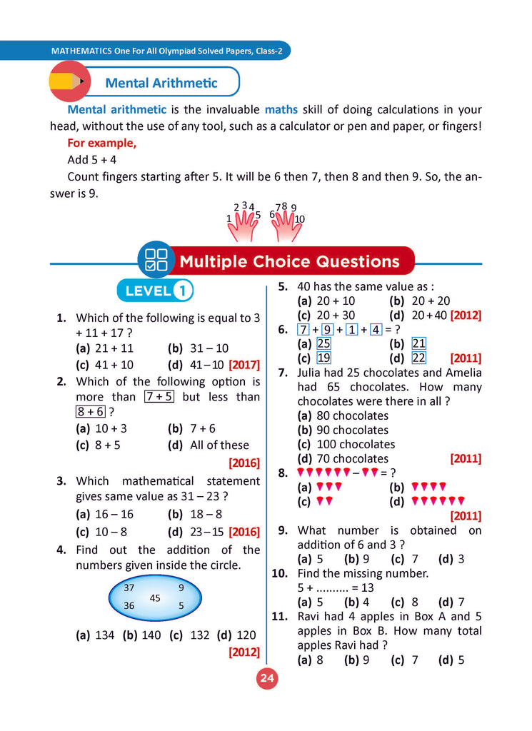 One For All Olympiad Class 2 Mathematics | Previous Years Solved Papers | For 2024-25 Exam