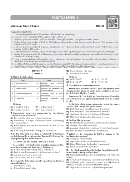 CBSE Class 11 Political Science Question Bank | Chapter & Topic-wise Solved Papers (2017-2026) | Based on Latest Syllabus (April 2026) | Includes 2026 Papers | For 2027 Exam