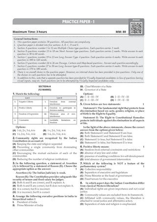 CBSE Question Bank Political Science Chapter-wise & Topic-wise Class 11 For 2027 Exam with Competency Based Questions & Comprehensive NCERT coverage