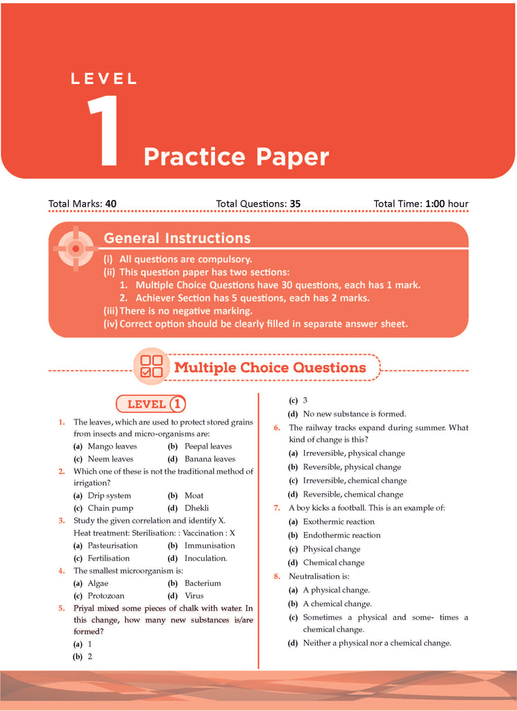 One for All Olympiads Previous Year Solved Papers Class 8 Science For 2025 Exam