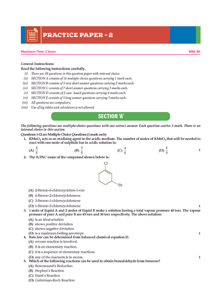 CBSE Question Bank Chapterwise and Topicwise SOLVED PAPERS Class 12 Chemistry For Exam 2026