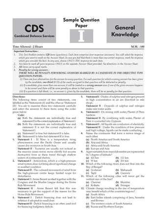 CDS (Combined Defence Services) Chapter-wise & Topic-wise 12 Years' Solved Papers 2014-2025 (I &II)  General Knowledge