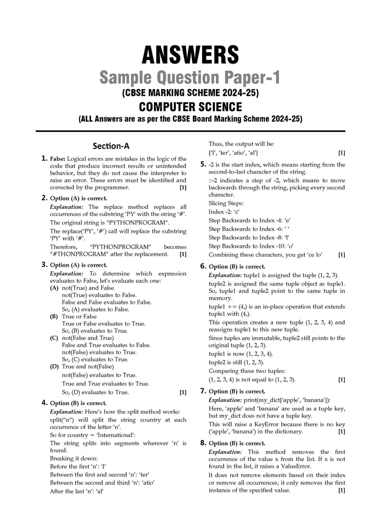 CBSE Sample Question Papers Class 12 Computer Science (For 2025 Exam)