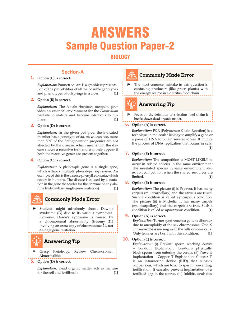 CBSE Sample Question Papers Class 12 Biology (For 2025 Exam)