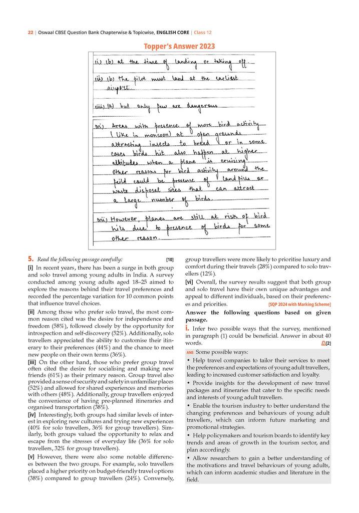 CBSE Question Bank Chapterwise and Topicwise SOLVED PAPERS Class 12 English Core For Exam 2026