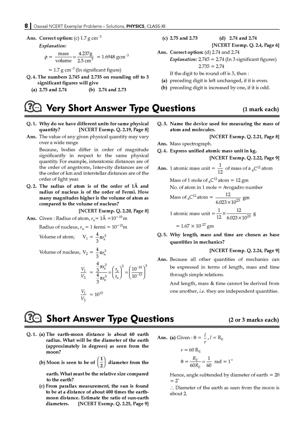NCERT Exemplar (Problems - Solutions) Class 11 Physics Book For Latest Exam