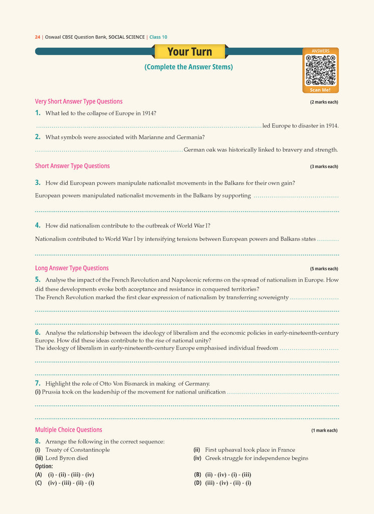CBSE Question Bank Chapterwise and Topicwise SOLVED PAPERS Class 10 Social Science For Exam 2026