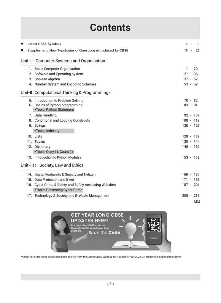 CBSE Question Bank Class 11 Computer Science, Chapterwise and Topicwise Solved Papers For 2025 Exams