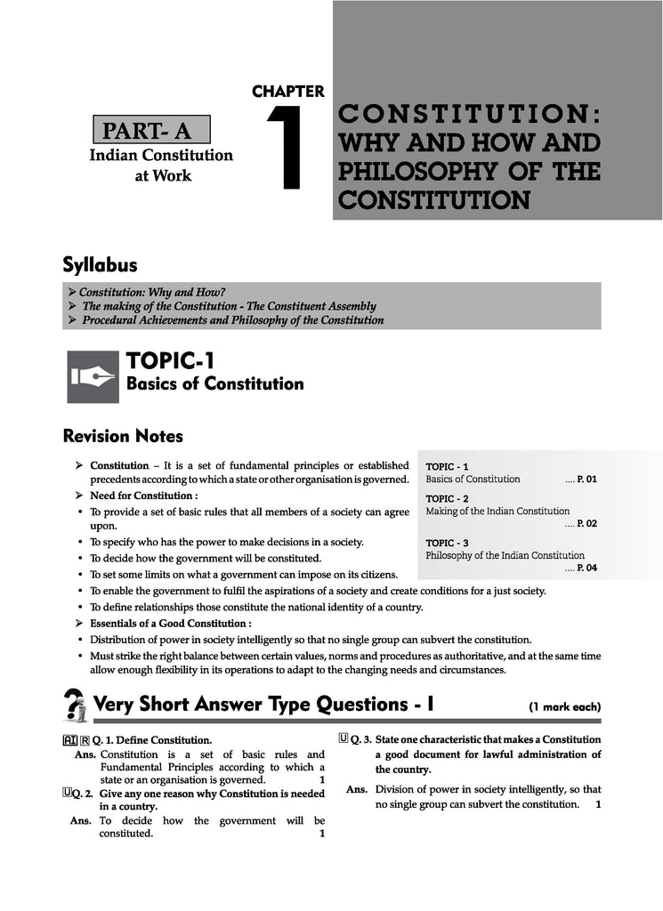 CBSE Question Bank Class 11 Political Science, Chapterwise and Topicwise Solved Papers For 2025 Exams