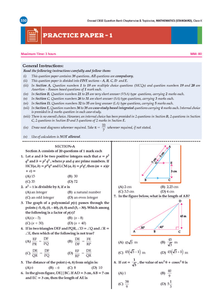 CBSE Question Bank  Class 10 Mathematics Standard, Chapterwise and Topicwise Solved Papers For Board Exams 2025