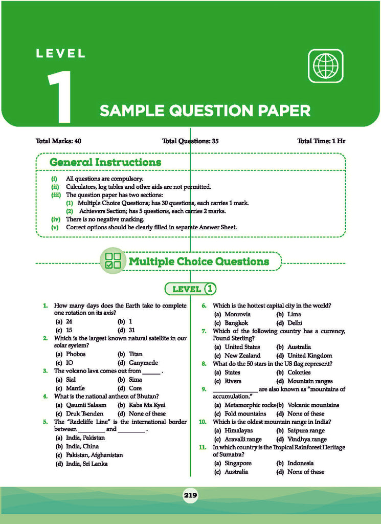 One For All Olympiad Class 6 General Knowledge Previous Years Solved