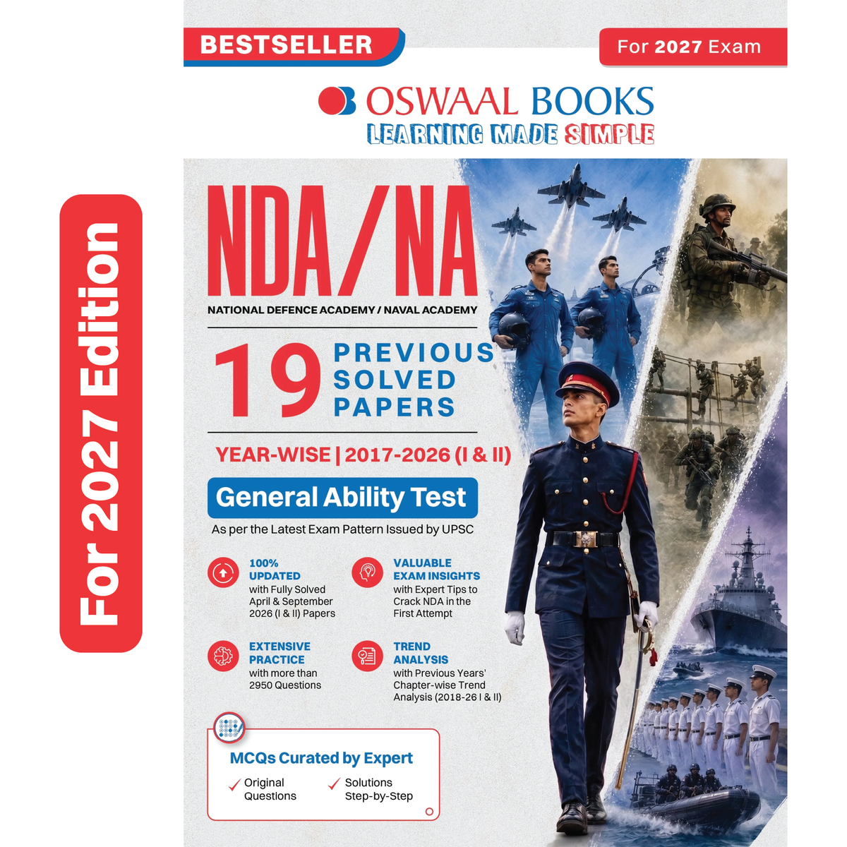 Oswaal NDA/NA (National Defence Academy/Naval Academy) 19 Previous Years' Solved Papers | Year-wise 2017–2026 (I & II) | General Ability Test | For 2027 Exam | with Oswaal AI