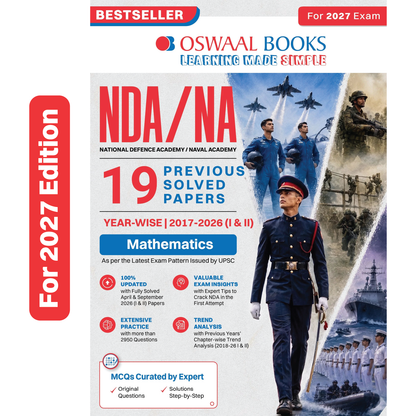 Oswaal NDA/NA (National Defence Academy/Naval Academy) 19 Previous Years' Solved Papers | Year-wise 2017–2026 (I & II) | Mathematics | For 2027 Exam | with Oswaal AI