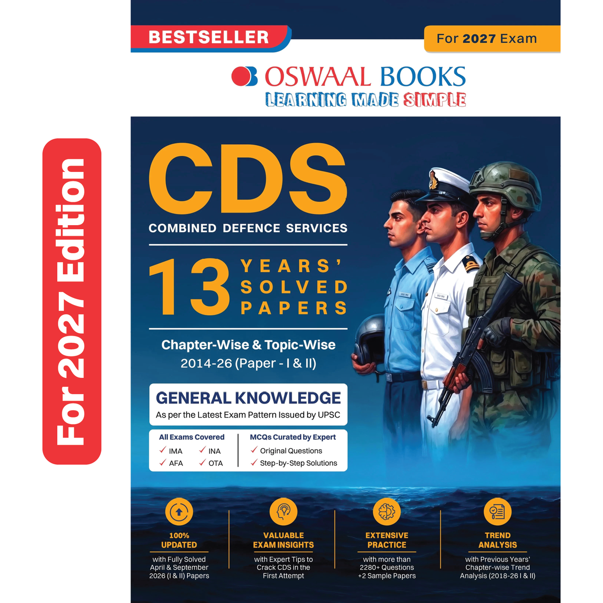 Oswaal CDS (Combined Defence Services) – 13 Years' Chapter-wise & Topic-wise Solved Paper (2014–2026 I & II) | General Knowledge | For 2027 Exam | with Oswaal AI