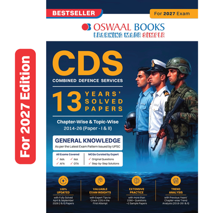 Oswaal CDS (Combined Defence Services) – 13 Years' Chapter-wise & Topic-wise Solved Paper (2014–2026 I & II) | General Knowledge | For 2027 Exam | with Oswaal AI