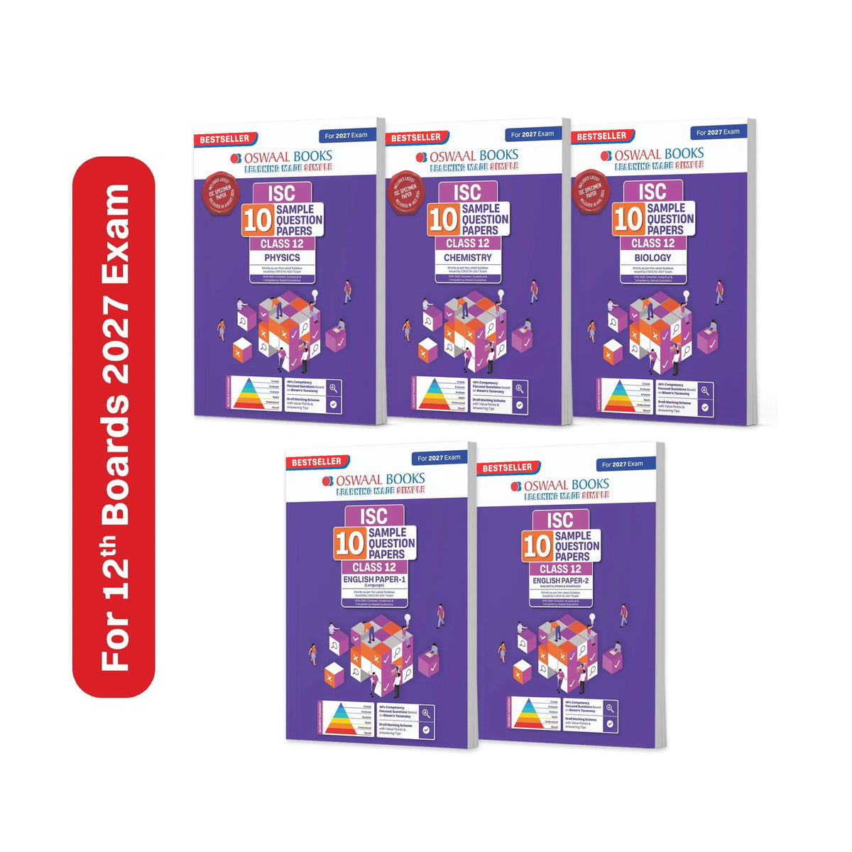 Oswaal ISC | 10 Sample Question Papers | Class 12 | (Set of 5 Books) Physics, Chemistry, Biology, English Paper 1 & 2 (For 2027 Exam) Updated Version | With Oswaal AI